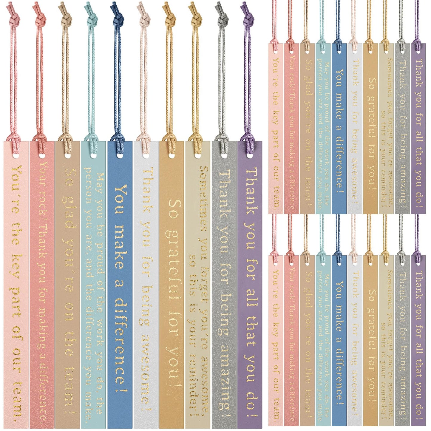Skyygemm 30 Pcs Thank You Gifts Bookmark Bulk Employee Appreciation Gift Leather Inspirational Bookmark Pastel Leather Bookmark for Coworker Team Nurse Teacher Volunteer