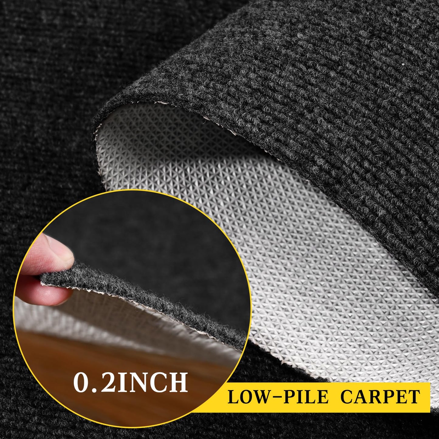 Extra Long 3x10 ft Runner Rug for Hallway, Non-Slip Indoor Outdoor Carpet with TPR Backing, Durable Waterproof Mat for Kitchen, Patio, Balcony, Garage, Deck, Entryway, Stair, Black Fine Stripes