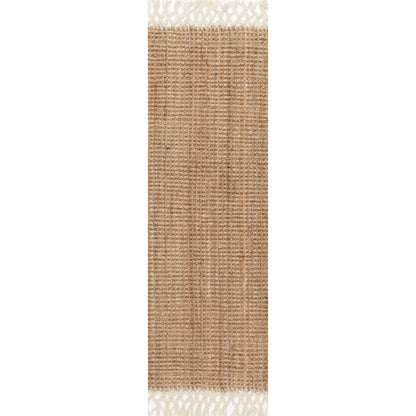 Nuloom Raleigh Natural, 2'6" x 6', Handmade, Jute & Wool, Soft and Textured, High Traffic, Stain Resistant, Easy Clean, Durable Runner for Bedroom, Living Room, Dining Space, Den, Foyer, Entryway