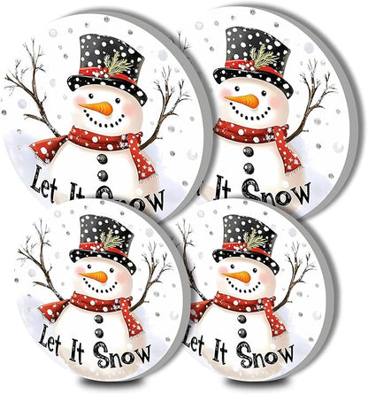 Snowman Stove Burner Covers, Christmas Decor Gas Stove Burner Covers 8 ＆10 Inches Stove Top Covers Electric Stove 4 Pcs Metal Stove Cover Gas Stove Top Covers, Cooktop Decorative,Xmas Decorations
