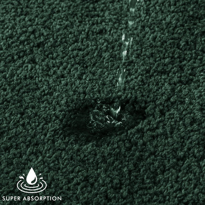 MIULEE Dark Green Bathroom Rugs Set 2 Piece, Soft Absorbent Microfiber Bath Mat Set, Non Slip Quick Dry Machine Washable Plush Shaggy Bath Rugs for Bathroom Floor, Tub and Shower, 16x24 inches