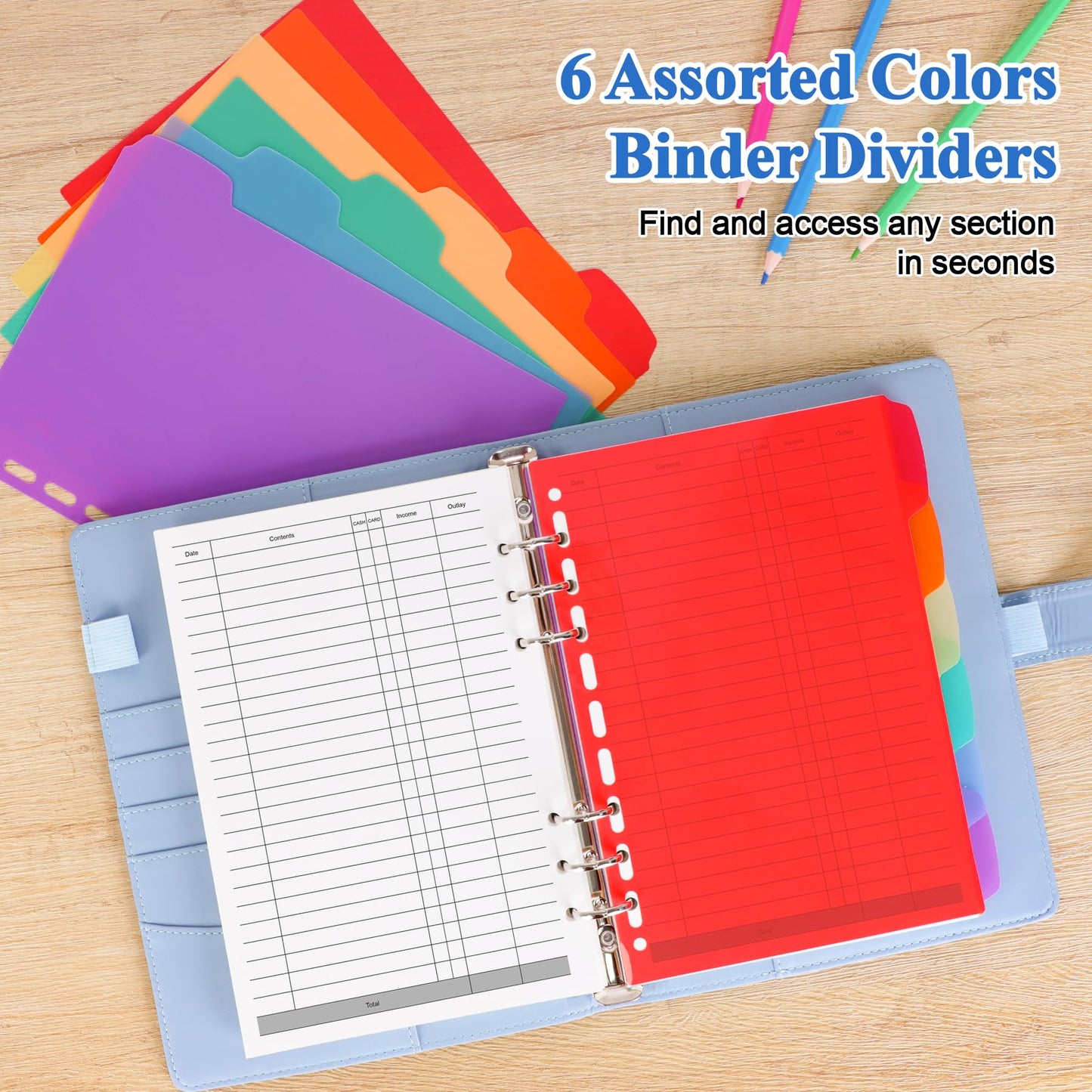 Antner A5 Finance Refill Paper Planner Refills, 135 Sheets 6-Hole Finance Records Loose Leaf Filler Paper with Binder Dividers for A5 6-Ring Budget Binder, Refillable Notebook, Accounting Book Inserts