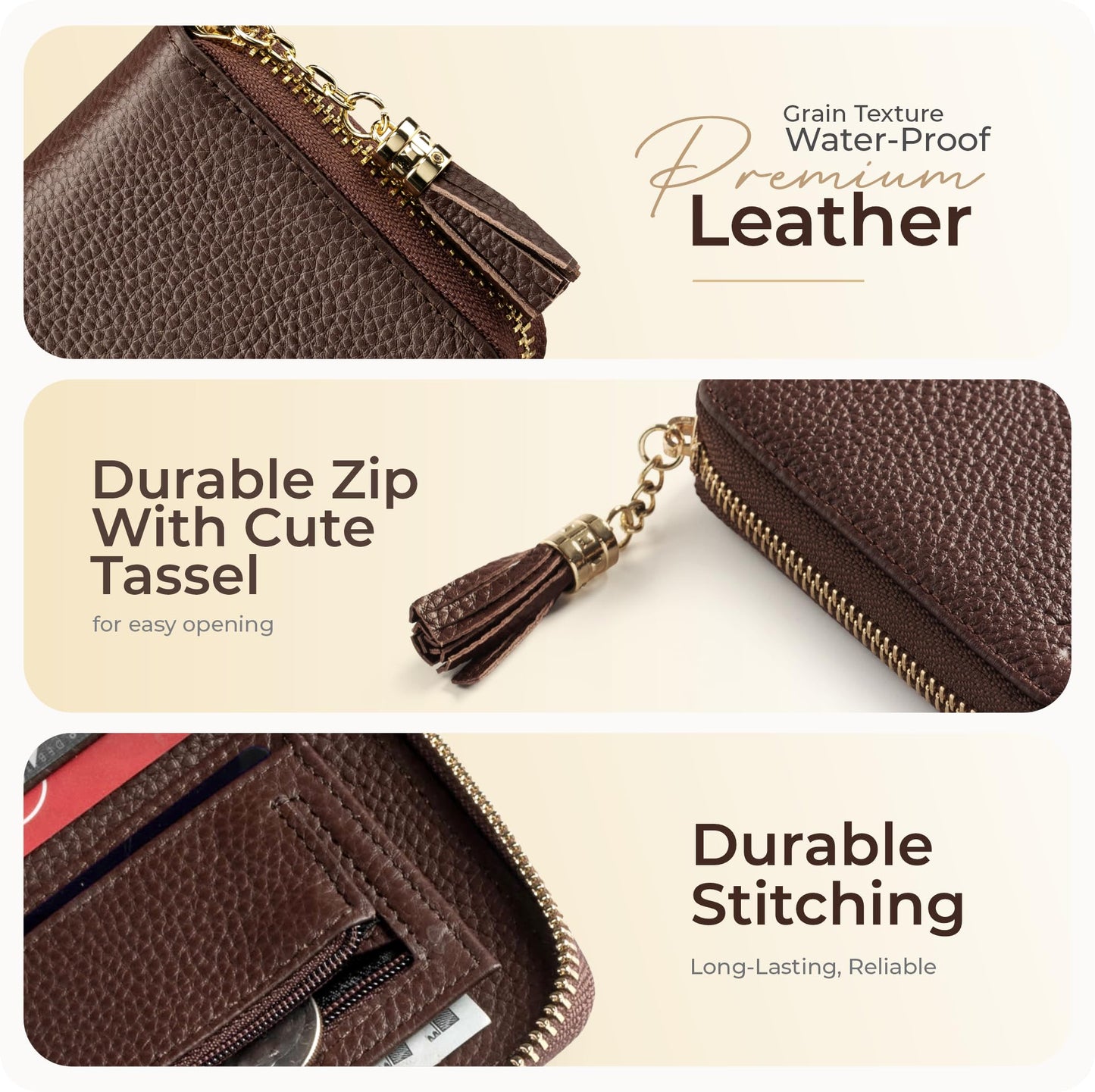 Claasico Bifold Wallet for Women RFID Blocking | Genuine Leather Zip Wallet & Ladies Coin Pocket | Stylish Credit Card Holder | Travel Wallet with Anti-Theft Protection