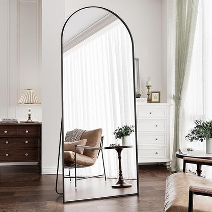 Arched Floor Mirror, 58 "x 18" Full Length Mirror Wall Mirrors Hanging or Leaning Arched-Top Full Body Mirrors with Stand for Bedroom, Dressing Room, Gold