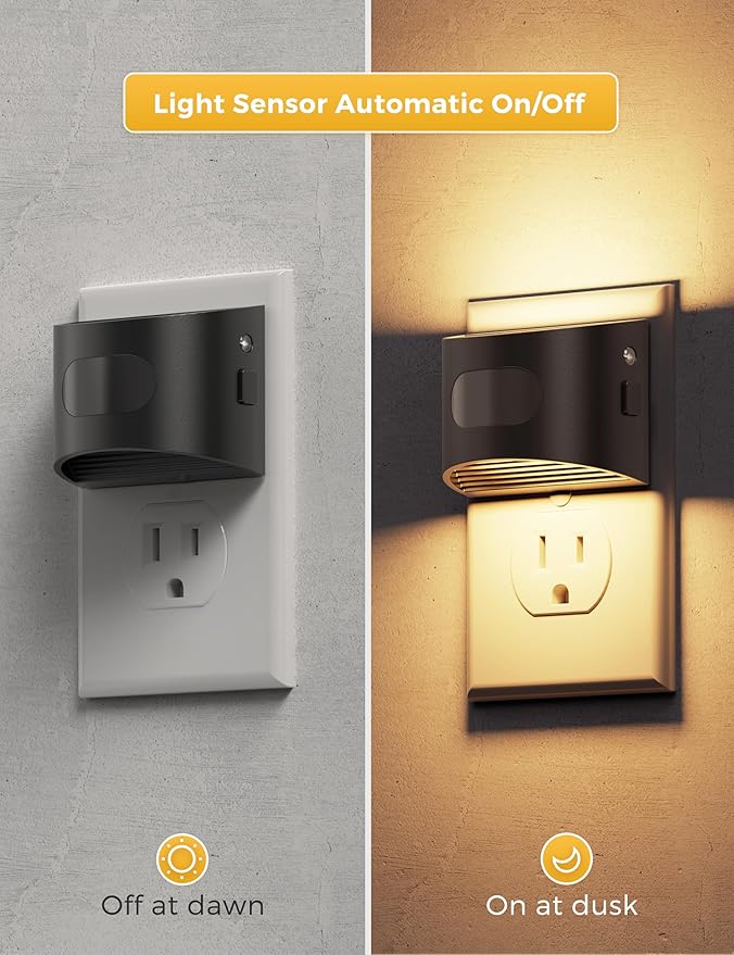 L LOHAS LED Night Light with Motion Sensor & Dusk to Dawn Sensor, Night Lights Plug into Wall with 30-100lm Adjustable Brightness, Dimmable Night Light for Bathroom Hallway, 3000K Soft White, 2 Pack