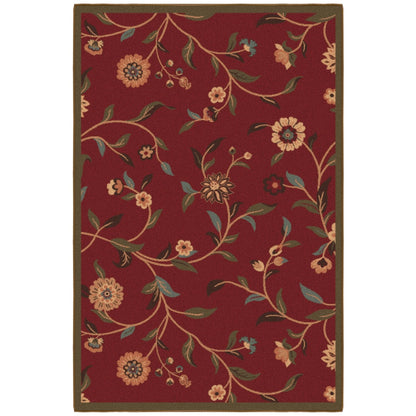 Ottomanson 3'3" x 4'7" Rugs for Living Room Floral Area Rug for Bedroom - Non Slip Durable Large Floor Carpet for High Traffic Areas - Indoor Rug for Dining Room Kitchen Kids Playroom, Red