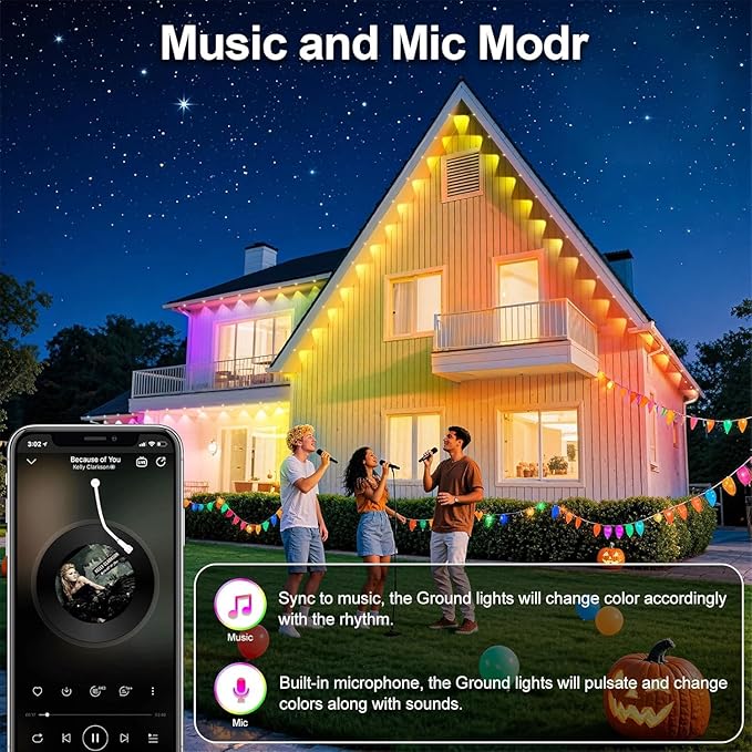 500Ft Permanent Outdoor Lights for House Waterproof, IP67 LED Eave Lights with App/Remote Control, Outdoor Permanent led Lighting for House Roof Decor,Christmas,Party,All Holiday and Daily