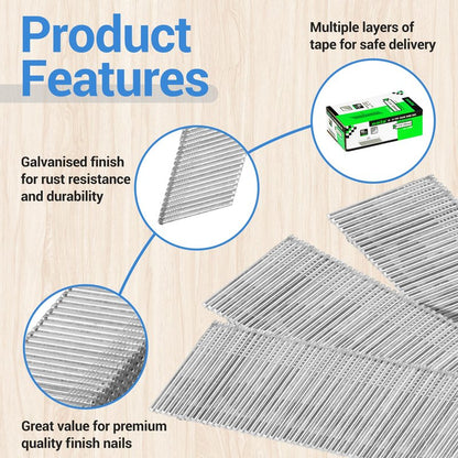 meite 16 Gauge 20 Degree Angled Finish Nails 1-1/4 Inch Leg Galvanized No-rust Finishing Nails for Finish Nailer Gun - Cabinet Crown Baseboard 4,000PCS