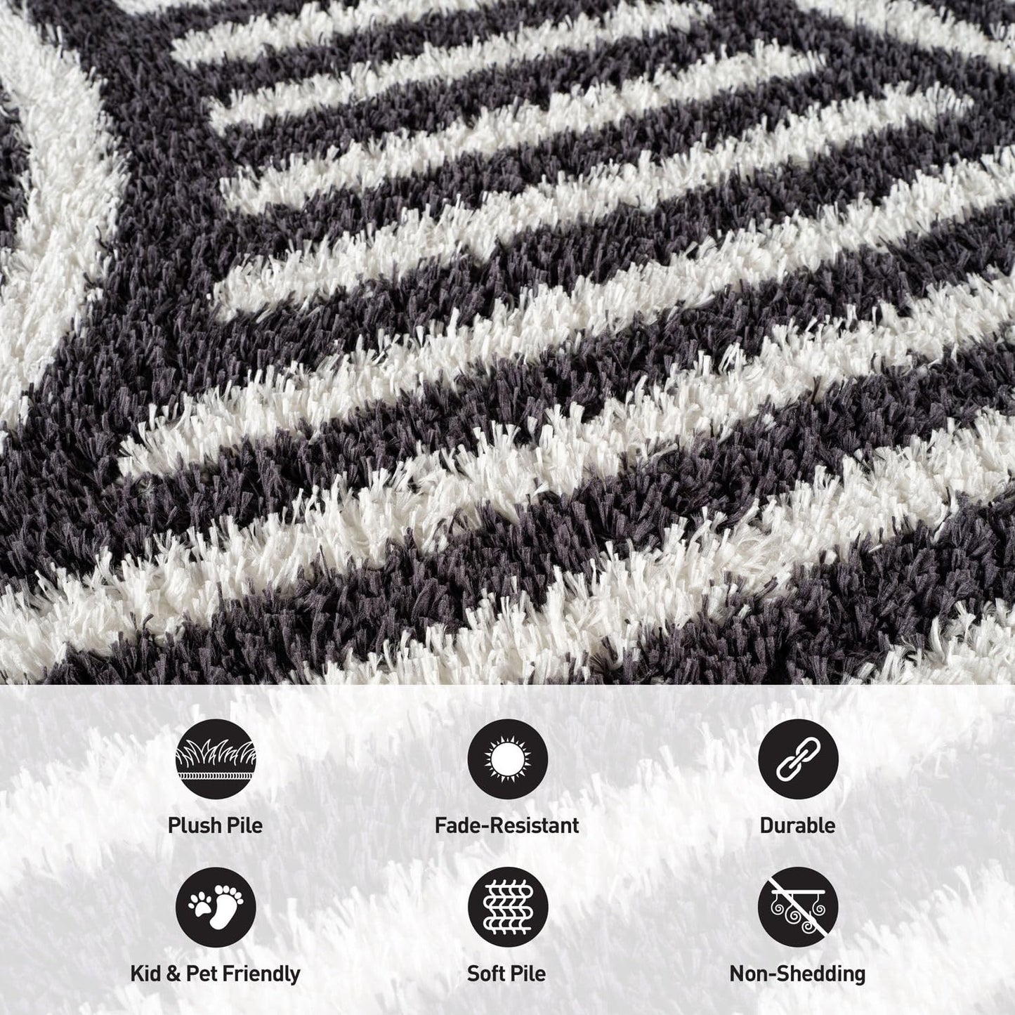 Rugshop Abstract Arch Shag Area Rug Anthracite Dark Gray 5' x 7' Great for Bedrooms, Living Rooms, or Under Coffee Tables