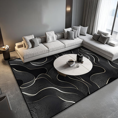 8x10 Area Rug Black White Modern Rug for Living Room Indoor Machine Washable Abstract Rugs for Bedroom Ultra Soft Dining Room Large Carpet Non-Slip Non-Shedding Throw Rug for Home Office