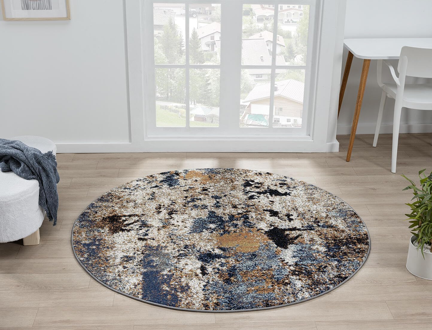 Keen Home Design Area Rugs - 10ft Round Non-Shedding, Abstract Rugs for Kitchen, Living Room, Bedroom, Dining Room, Entryway - Size: 10' Round, Multi