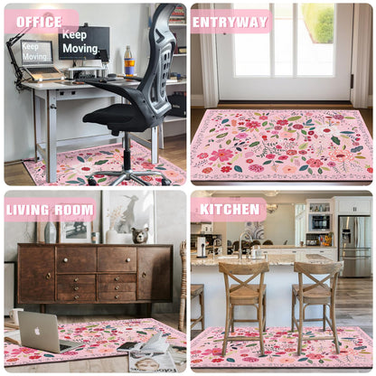 Office Chair Mat for Hardwood Floor 36"X 48" Heavy Duty Desk Chair Rug for Under Gaming Rolling Chairs Computer Decor Protect Mats Low Pile Non-Slip Rubber for Carpet & Tile Floor-Boho Flower
