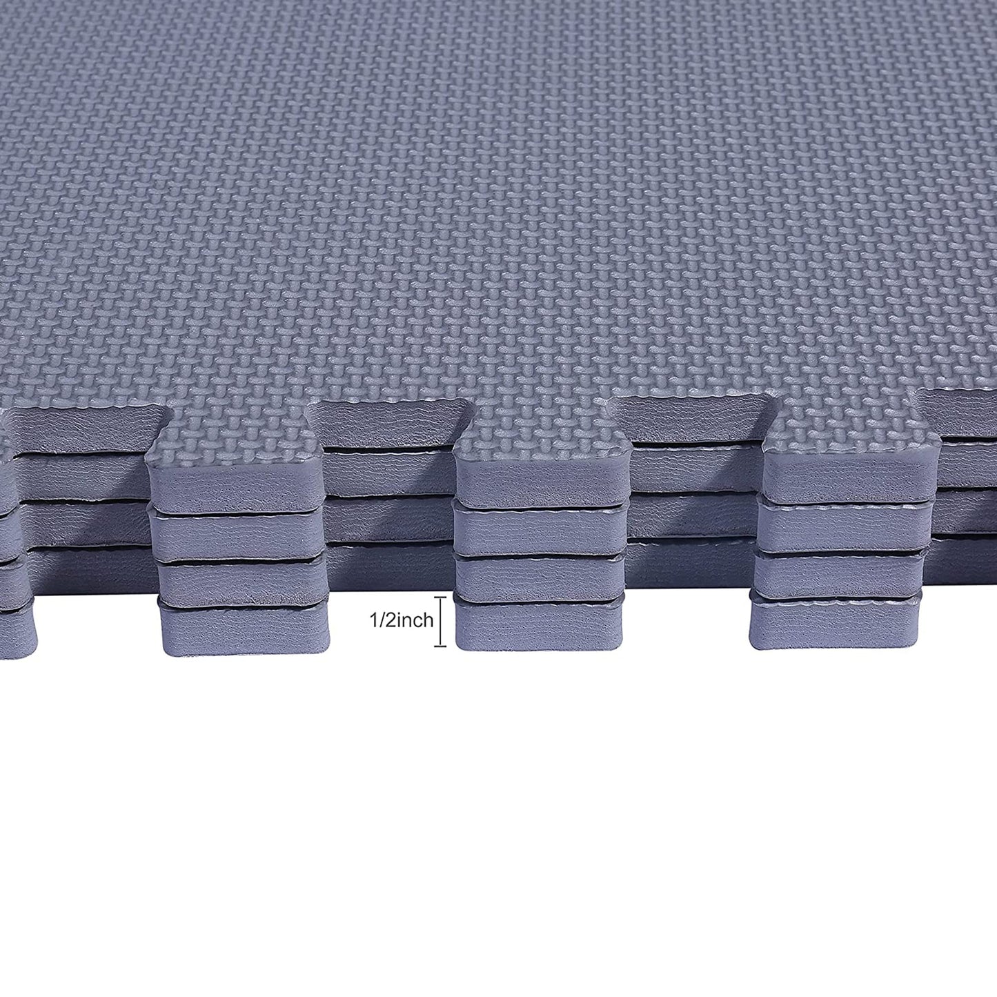 BalanceFrom Puzzle Exercise Mat 1/2" Thick, EVA Interlocking Foam Floor Tiles for Home Gym, Mat for Home Workout Equipment, Floor Padding for Kids, Gray, 24 in x 24 in x 1/2 in, 48 Sq Ft - 12 Tiles