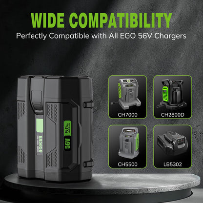 Replacement Battery for EGO BA2800t, Replacement for EGO 56V Battery 5.0 Ah, Compatible with All EGO 56V Power Tools BA2800 BA1400 BA2800T BA4200 BA1400T, Extra-Large Capacity for Extended Runtime