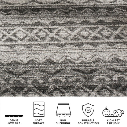 SAFAVIEH Area Rug 8x10 - Adirondack Collection - Large - Ivory & Charcoal, Moroccan Boho Tribal Design, Non-Shedding & Easy Cleaning, Ideal for Living Room, Bedroom, Office, Dining Space (ADR119N)