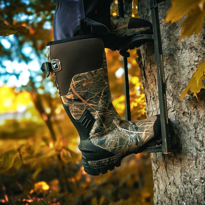 8 Fans Rubber Hunting Boots for Men, Waterproof Outdoor Boots, Insulated 1000G Thinsulate Warm, 5mm Neoprene Camo Boots, 17” Tall Shaft for Wet & Rough Terrain, Anti-Slip Sole for Hunting & Work