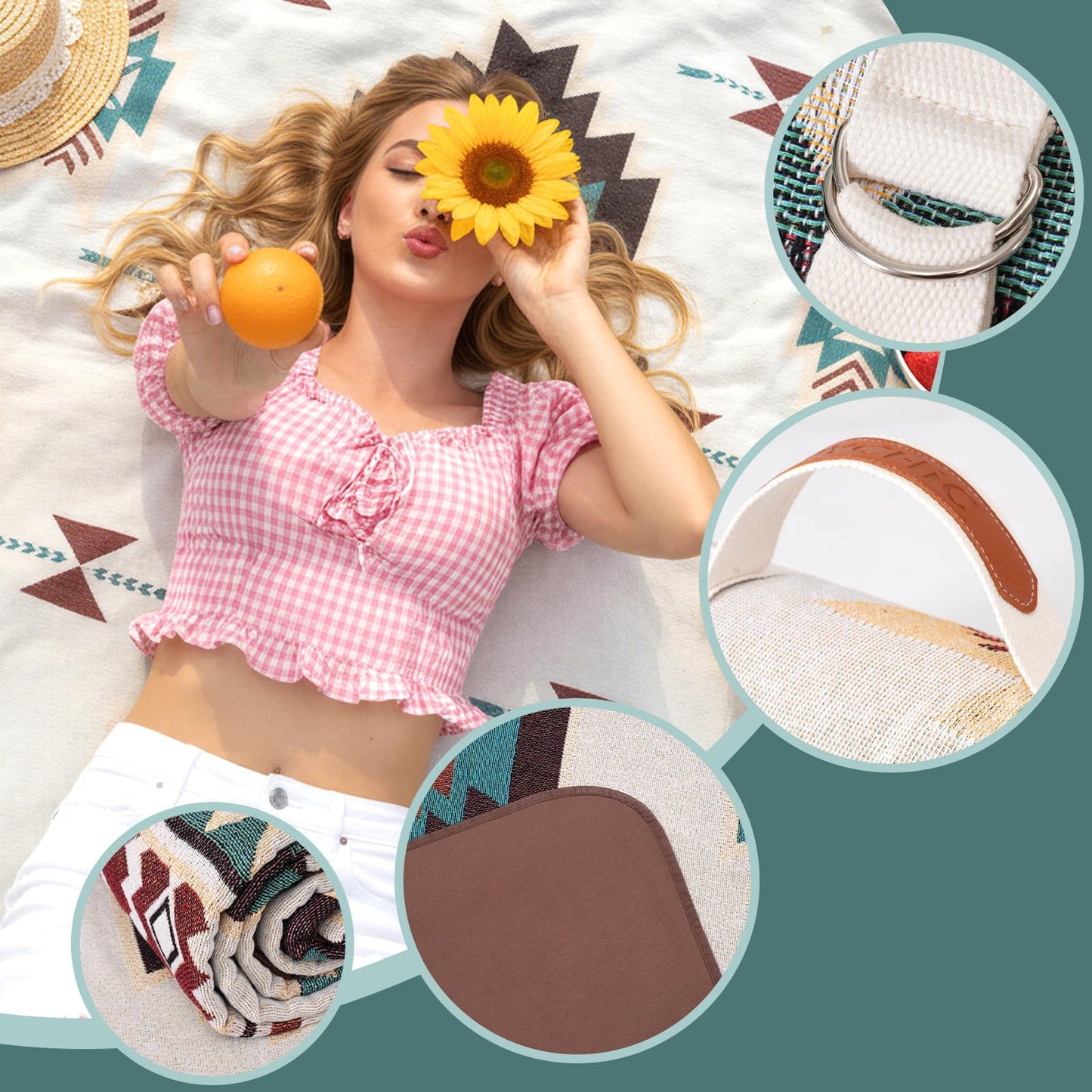 2 in 1 Extra Large Camping Blanket Outdoor Rug Picnic Yoga Mat Lightweight Car Essential Roadtrip Gadget Rv Accessories Glamping Gear Must Haves Hiking Stuff Backpacking Necessities Women Beach Gift