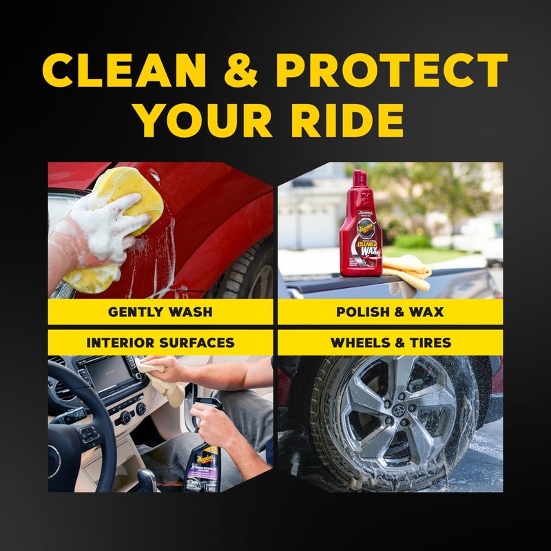 Meguiar's Classic Wash & Wax Car Detailing Kit, Cleaning Kit with Car Wash Soap and Wax, Includes Detail Spray, Interior Cleaner, Tire Cleaner, and More