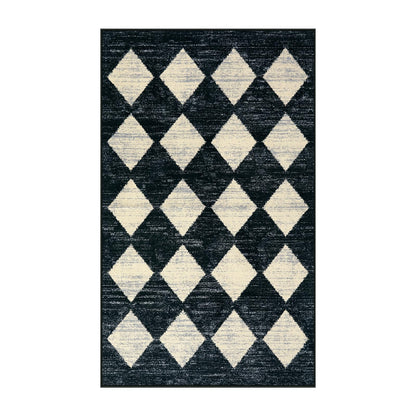 Lahome Zelie Moroccan Trellis Area Rug - 3x5 Washable Black Entry Rug Non Slip Living Room Mat, Distressed Lattice Soft Stain Resistance Indoor Throw Carpet for Front Door Foyer Bedroom Bathroom