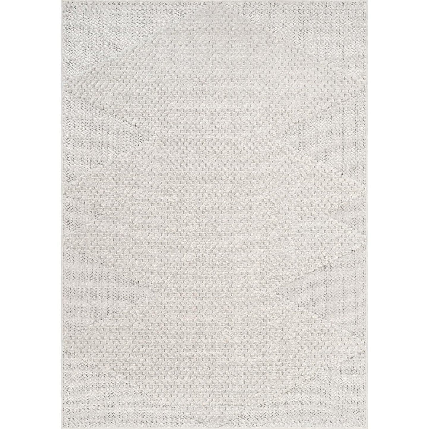 Luul Home Modern Micro Loop Indoor Area Rugs for Living Room Bedroom Kitchen Geometric Triangle White 5x7 Luxury Durable Low and High Pile Non-Shedding Stain Resistant Soft Area Carpet 5 x 7