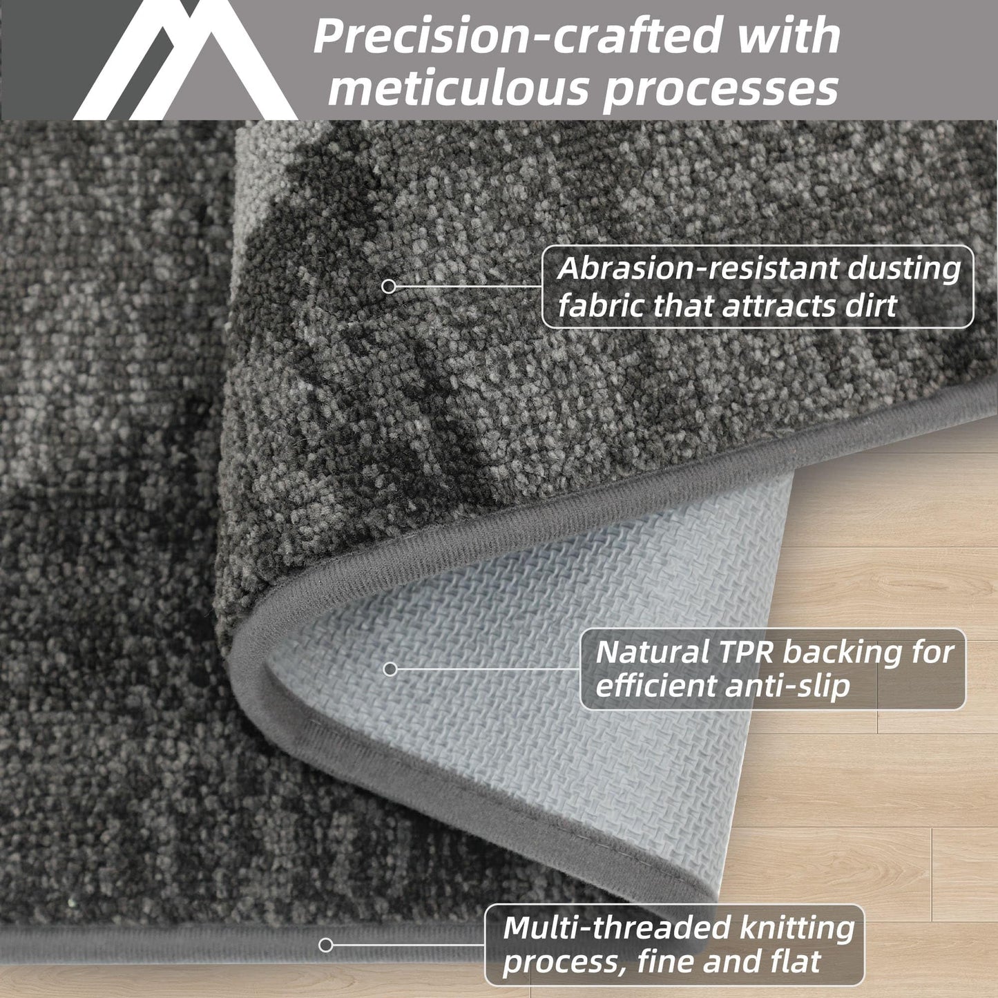 COSY HOMEER Entryway Rugs Doormat 32"x48", Non-Slip Absorbent Polyester, Washable Rugs for Front Door, Dirty Paws & High Traffic Areas, Gray