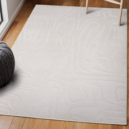 JONATHAN Y Graphic Lines High-Low Indoor Area Rug 3X5 White/Cream, Alcina Modern Scandinavian for Living Room, Bedroom, Kitchen, Easy-Cleaning, High Traffic, Pet-Friendly, Non-Shedding SND102B-3
