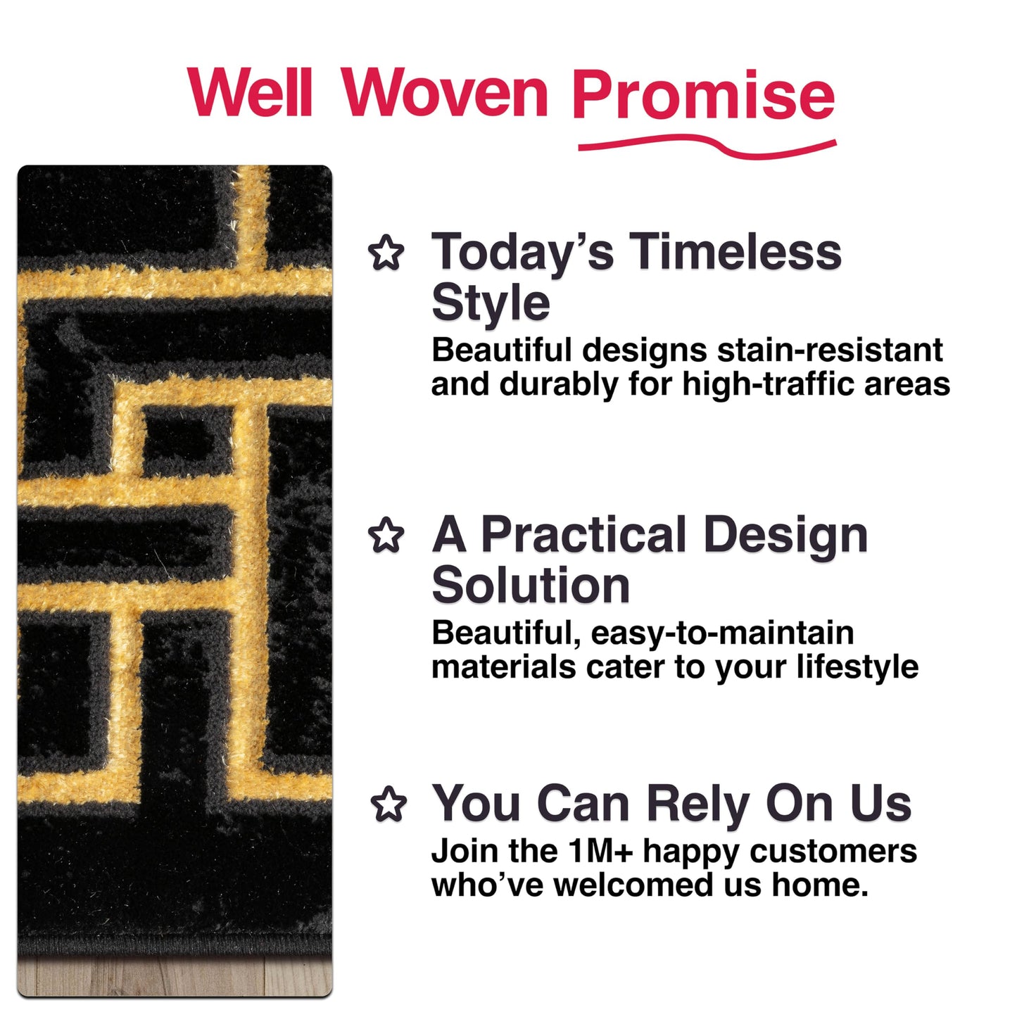 Well Woven Lezlee Abstract Modern 7'10" x 9'10" Area Rug Black Gold Marble Border - for Living Room, Dining Room, Bedroom