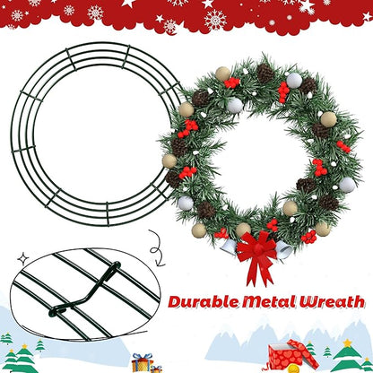 Fovths 12 Pieces Metal Christmas Wire Wreath Frame 18 Inch Green Wreath Ring with Floral Wire Form Front Door Garland Frame for Christmas Wedding Home DIY Crafts Supplies