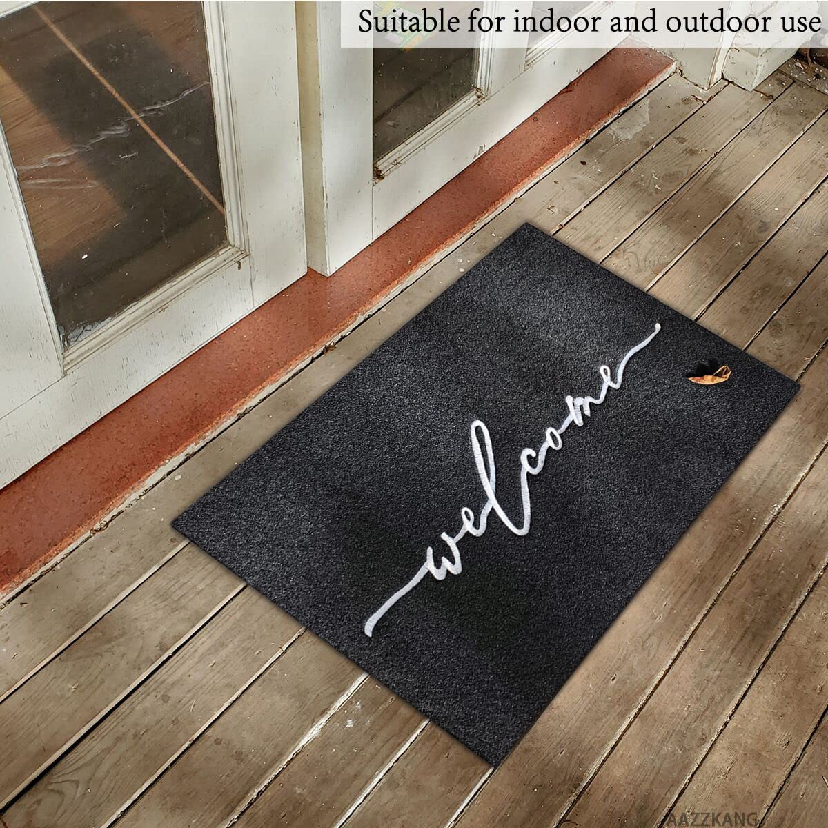 AAZZKANG Welcome Mats for Front Door Large 24"x36" with Non Slip Rubber Backing Quickly Trap Dirt Easy to Clean Entry Mat for Indoor High Traffic Areas Outdoor Doormat Black