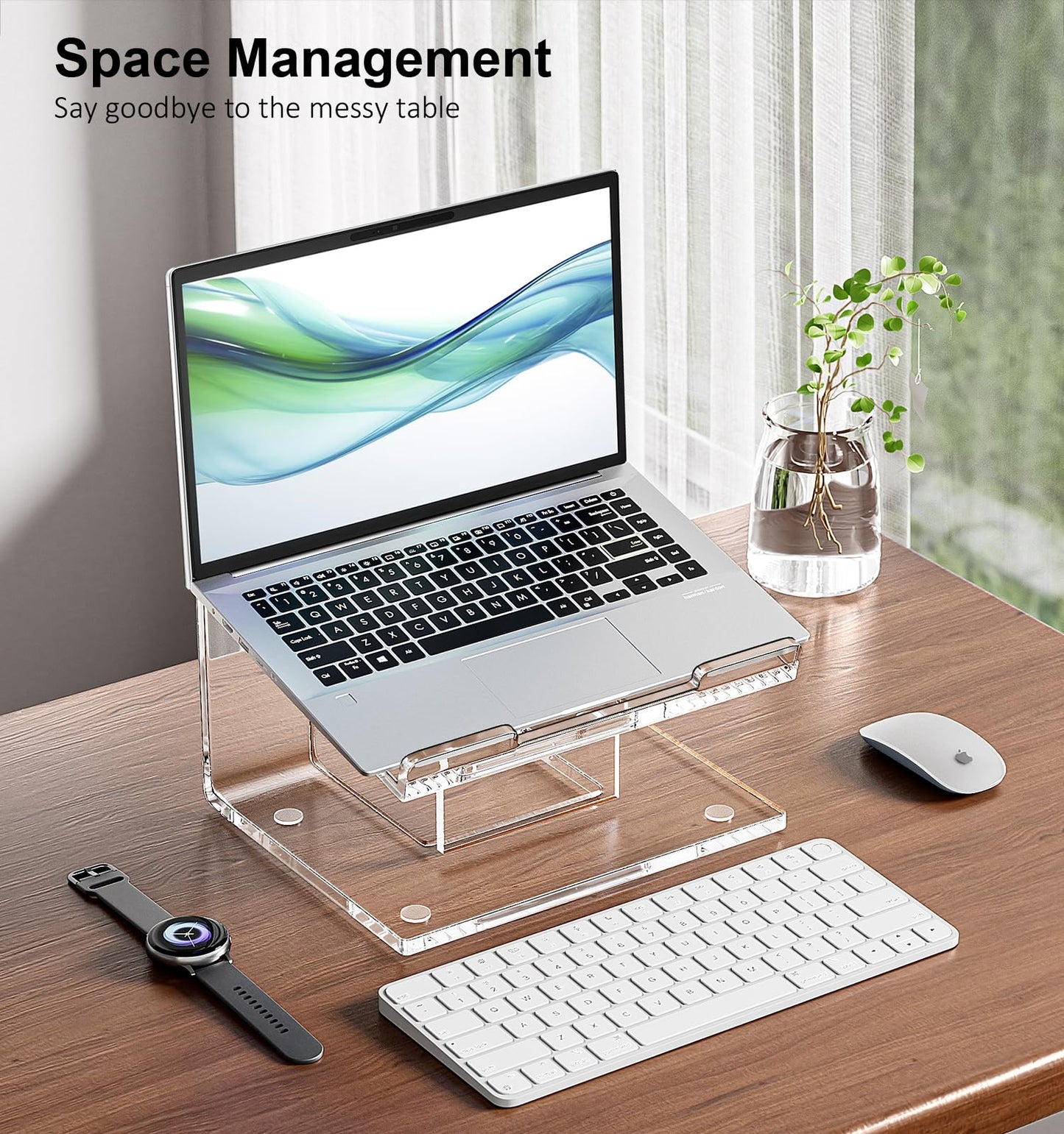 FUCDTEFC Acrylic Laptop Stand for Desk, Laptop Riser for 10-17.3 Inch Laptops, Ergonomic Computer Stand Holder Compatible with Macbooks and Notebooks