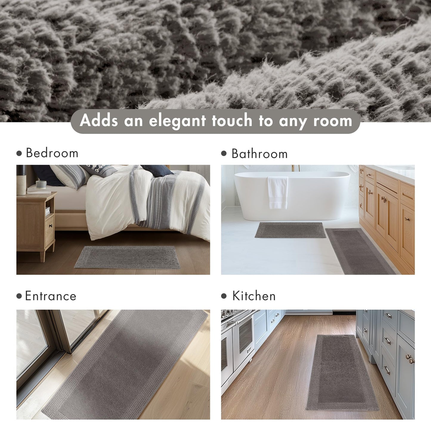 Madison Park Splendor Reversible 100% Cotton Tufted Bathroom Rug-3000 GSM Hotel Quality Luxurious Plush Medium Pile Bath Mat Absorbent, Quick Dry, Shower Room Décor, 21x34, Charcoal