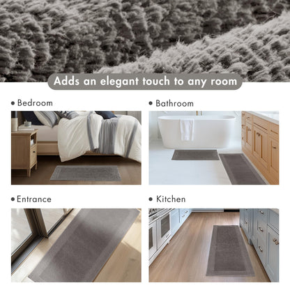 Madison Park Splendor Reversible 100% Cotton Tufted Bathroom Rug-3000 GSM Hotel Quality Luxurious Plush Medium Pile Bath Mat Absorbent, Quick Dry, Shower Room Décor, 21x34, Charcoal
