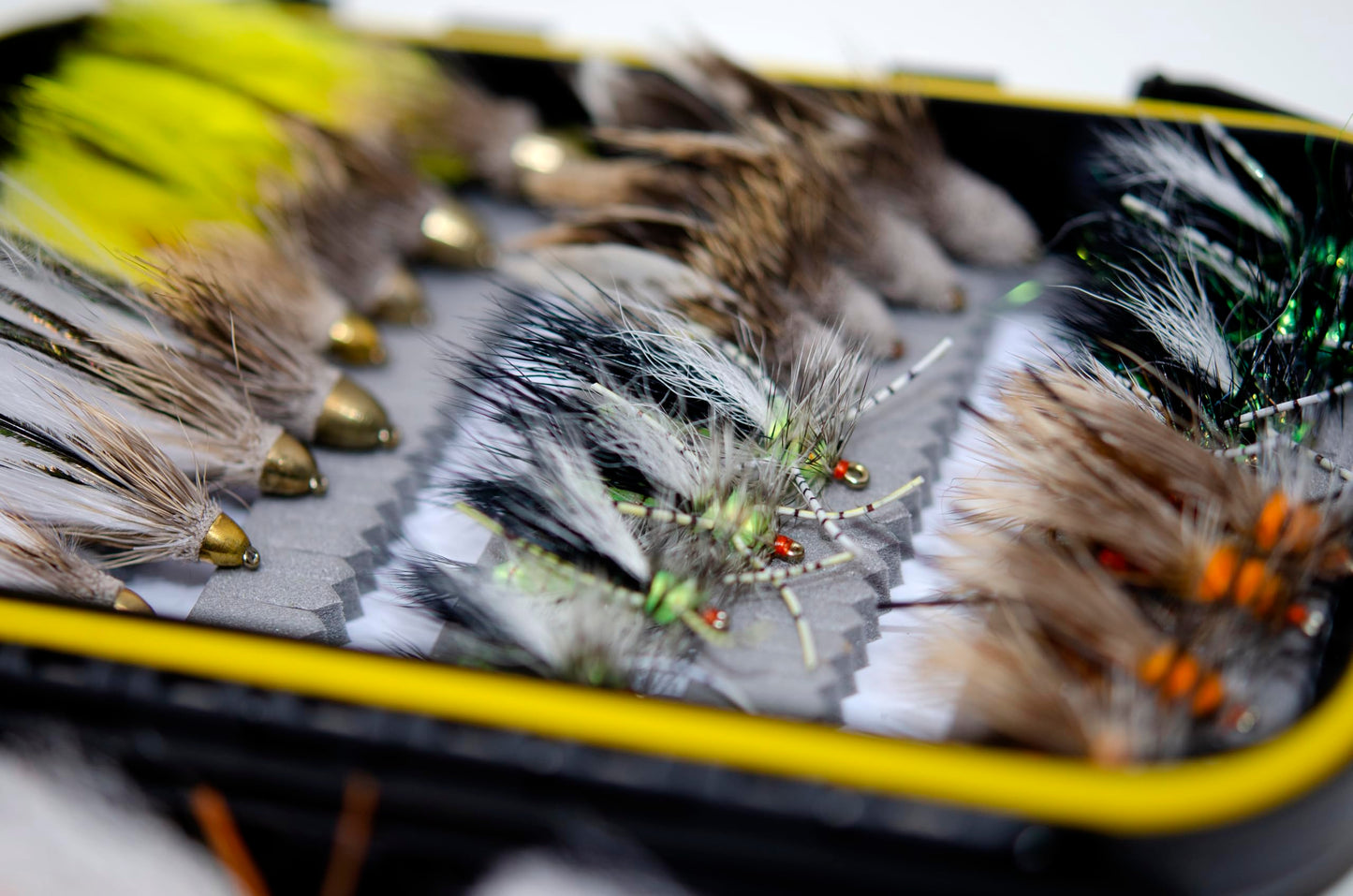 40 Premium Hand Tied Fly Fishing Flies Assortment | Marabou Muddler Minnow and Stimulator Rubber Legs, Chubby Chernobyl Ant | Dry, Wet, Nymphs, Streamers, Hopper, Terrestrials