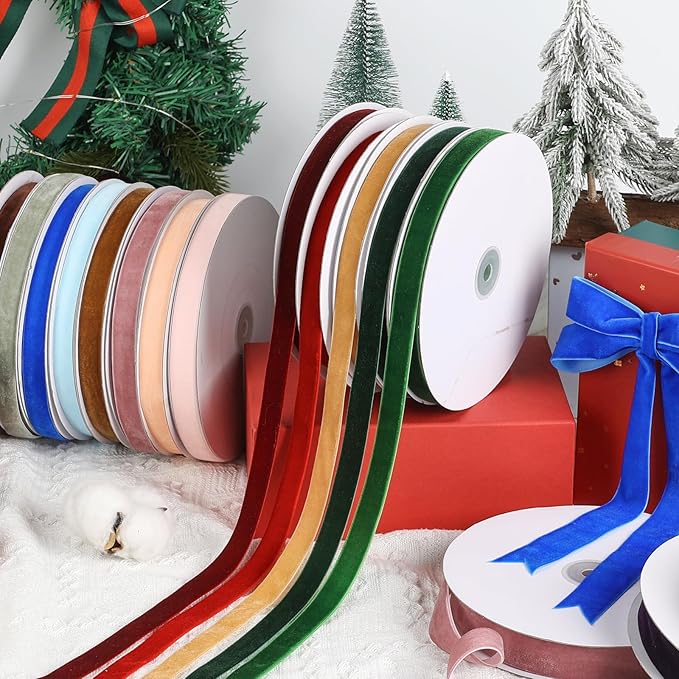 Peach Velvet Ribbon 2" x 20Yd,Great for Gift Wrapping,Hair Bows Making, Wreaths,Wedding and Christmas Party Decoration (Peach 2")