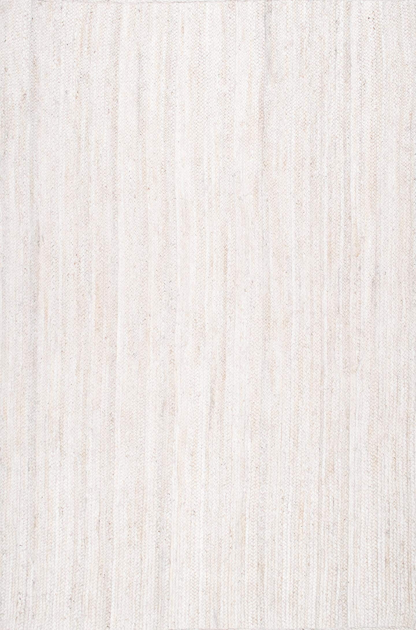 nuLOOM 4 Square Rigo Jute Hand Woven Area Rug, Off White, Solid Farmhouse Design, Natural Fiber, For Bedroom, Living Room, Dining Room, Hallway, Office, Kitchen, Entryway