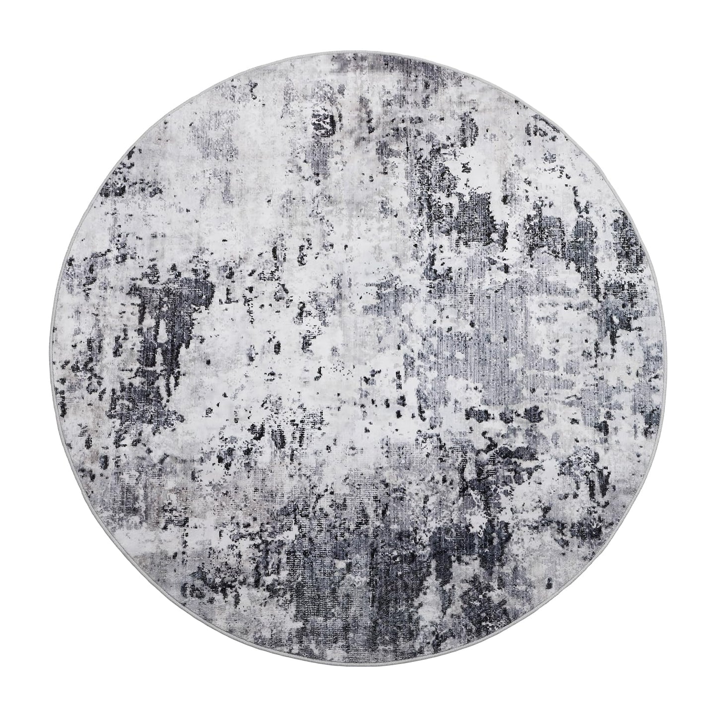 ROYHOME Modern Abstract 4x4 Round Area Rug Non Slip Non Shedding Rug Low Pile Stain Resistant for Bedroom Living Room Office Dining Room,Grey