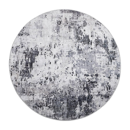 ROYHOME Modern Abstract 4x4 Round Area Rug Non Slip Non Shedding Rug Low Pile Stain Resistant for Bedroom Living Room Office Dining Room,Grey