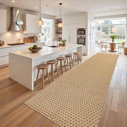 HAPACE Braided Rug Faux Jute Entryway Rug 2' x 6' Non-Slip Backing Machine Washable Natural Boho Area Rugs for Bathroom, Bedroom, Living Room, Doormat, Farmhouse, Laundry, Kitchen, Dining Light Brown