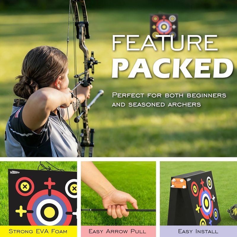 Foam Archery Target Set - 20'' x 20'' x 4'' High-Density Blocks | Portable & Foldable for Youth Practice (2 Pack)