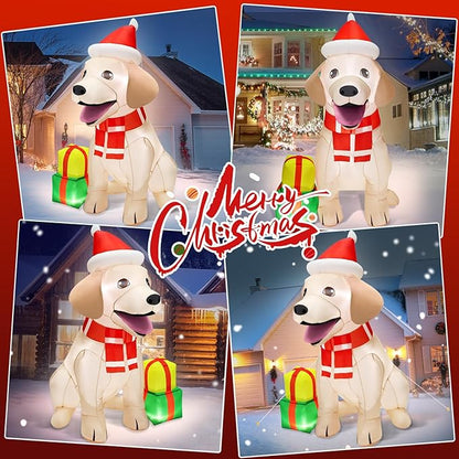 5FT Christmas Inflatables Decorations Outdoor Vivid Lab Dog with Build-in Bright LED Christmas Blow Up Yard Decoration Christmas Decorations Outdoor Indoor for Holiday Party Garden Lawn Home