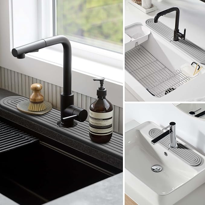 Stone Faucet Mat for Kitchen Sink – Diatomite Fast-Drying Stone Tray, Faucet
