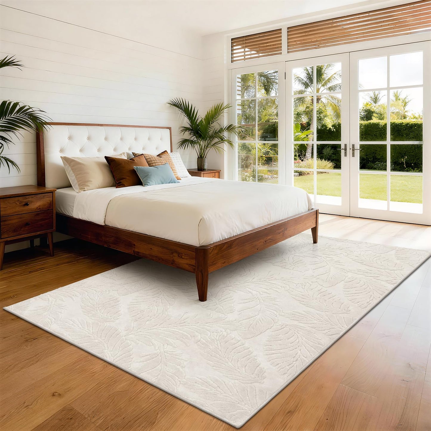 Pauwer Area Rugs for Living Room 5x7, Machine Washable Non Slip Neutral Boho Modern Rug, Soft Fluffy Carpet for Bedroom Dining Room Nursery Office Indoor Farmhouse, Beige