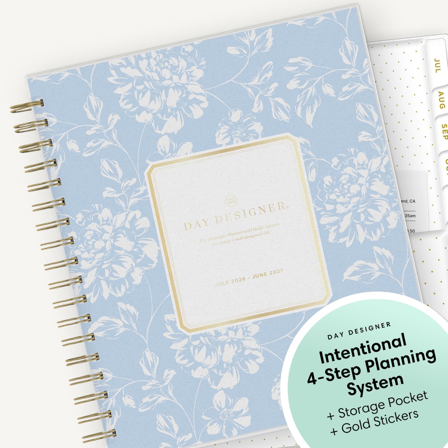 Blue Sky Day Designer 2026-2027 Daily and Monthly Academic Year Planner Calendar, July 2026 - June 2027, 8" x 10", Flexible Cover, Laminated Tabs, Storage Pocket, Includes Stickers, Annabel