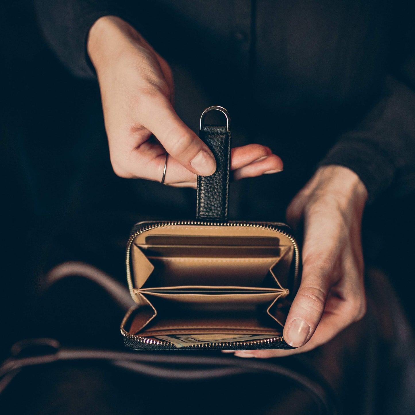 Vaultskin Small Wallet for Women, Leather Card Holder with RFID Blocking with Zipper Coin Pocket, Cash Pocket - Minimalist Wallet Women Slim Design for Everyday Use (Black, Belgravia)