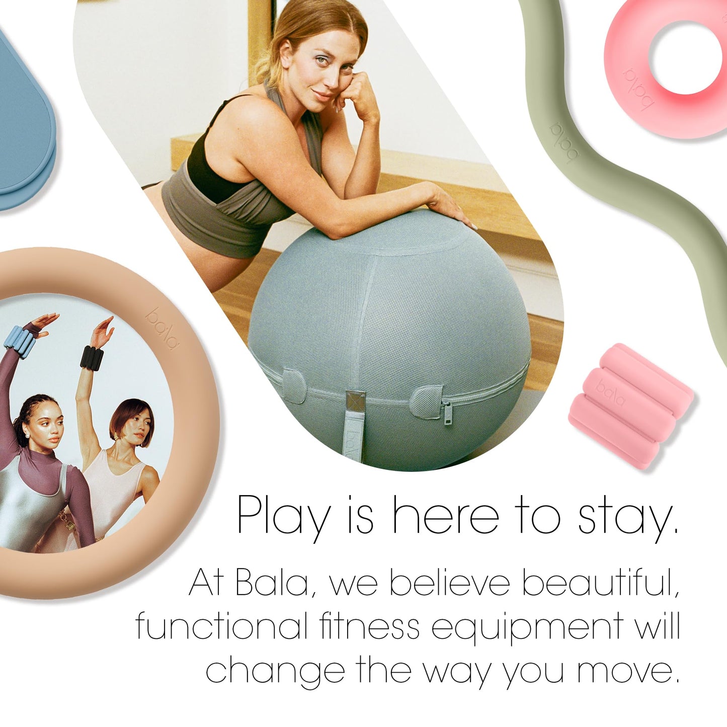 Bala Balance Ball - Exercise Ball Chair for Yoga, Pilates, Barre, Core Strengthening & Physical Therapy - Women's Gym Equipment & Workout Accessories - Sea