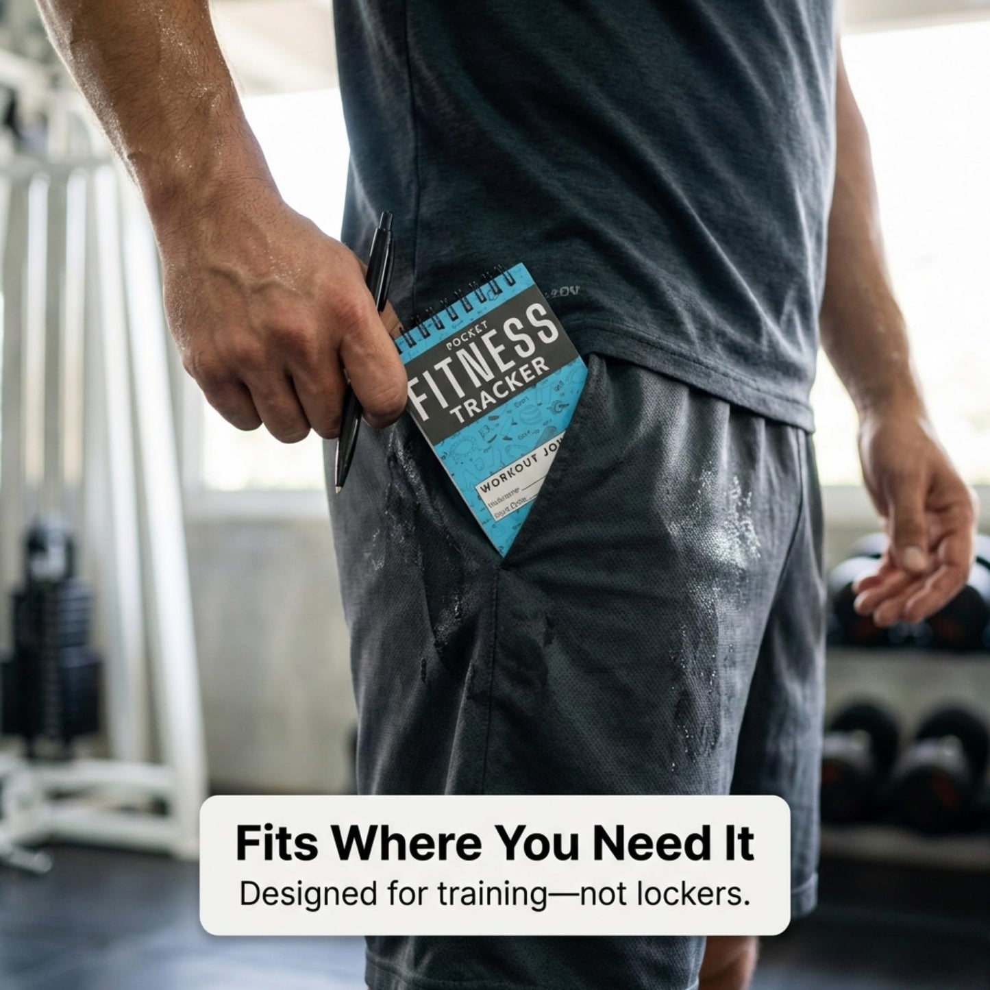 Field Equipt Gym Workout Journal & Fitness Tracker 4 Pack, Handheld Workout Log Book for Women & Men - Ideal for Weightlifting, Cardio, Athletes & Coaches On the Go (Blue)