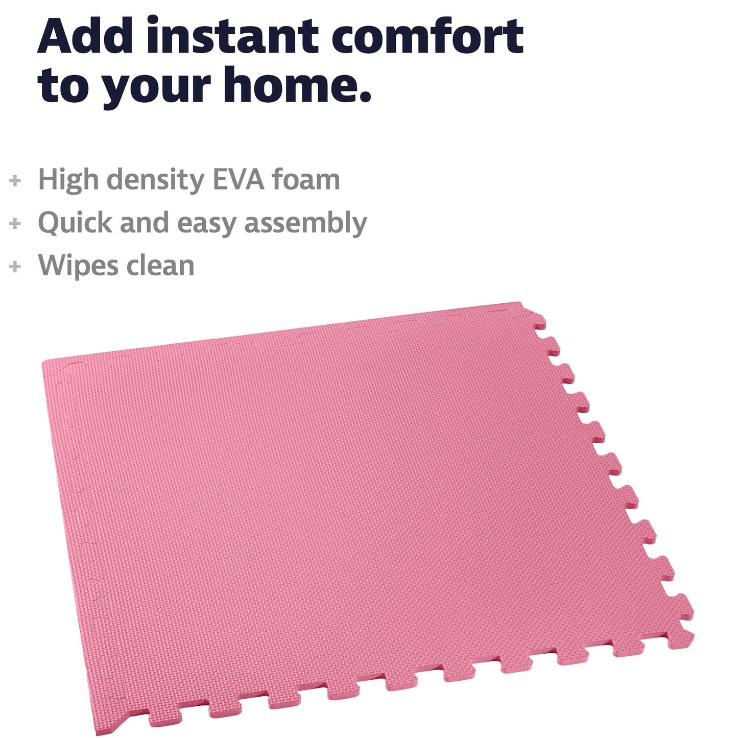 We Sell Mats 1/2 Inch Thickness Multipurpose EVA Foam Floor Tiles, Interlocking Floor Mat for Indoor Gym and Home Use, 24 in x 24 in, Pink, 48 Square Feet (12 Tiles)