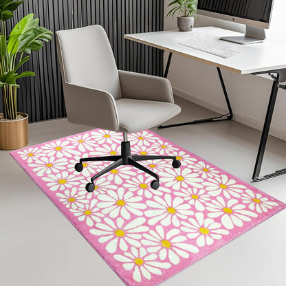 SHIYUE Office Chair Mat for Hardwood/Tile Floor Carpet, 36"x48" Computer Desk for Rolling Chairs Protector Gaming Non Slip Under TPR Backing Rug(Pink Floral)