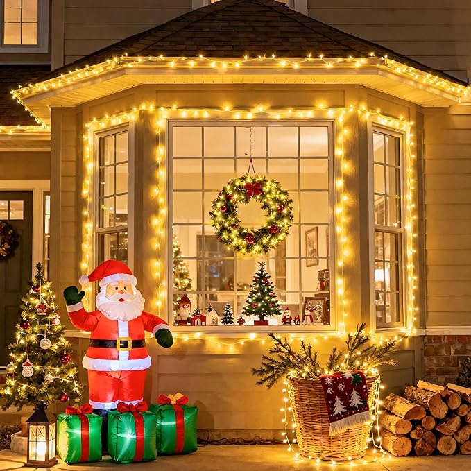 JMEXSUSS 200 LED Christmas Lights Indoor Outdoor, Connectable Warm White Christmas Tree Lights Clear Wire, 66 Ft Twinkle Fairy String Light Plug in for Bedroom Wedding Xmas Tree Decorations