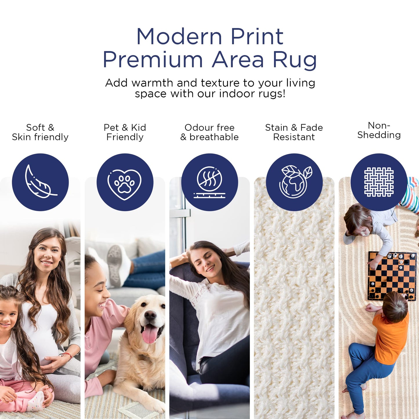 Abani Area Rug for Living Room -Nuevo 6' x 9' Beige Arch Pattern Area Rug, Soft and Durable Living Room Rug, Stain and Fade Resistant, Chic Modern Design, Pet & Kid Friendly